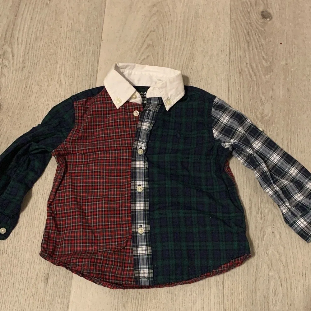 Ralph Lauren plaid button down‎ shirt tartan Christmas holiday preppy size 18m